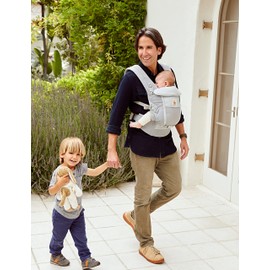 Ergobaby Adapt Baby Carrier for Newborns from Birth, 3 Positions, SoftFlex Mesh, Ergonomic Baby Belly Carrier, Back Carrier, Baby Carrier, Pearl Grey