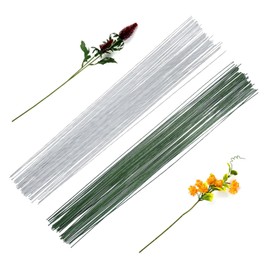 POPOYU 50P white floral wire, paper wrapped wire for floral art and flower arrangements, flexible scoop wire, wreath making, Christmas wreath wire