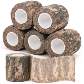 Treaful ACU Camo Wrap Tape, 6 Roll Elastic Bandage for Sport Camping, 2in x 15ft Fabric Breathable Strip for Sticks Ball Camera Flashlight Bicycle