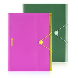 SWORLD2-4-Pocket Expanding File Organizer - Waterproof Accordion Folder with Index Tabs, Eco-Friendly PP Material for Home/Office/School Document Storage (Purple + Dark Green)