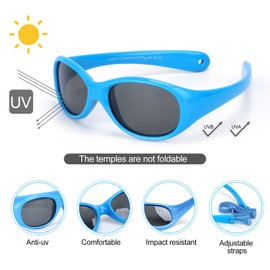 HIFOT Baby Girl Boy Sunglasses, UV Protection Polarised Toddler Sunglasses, Flexible Children's Sunglasses, Temple Not Foldable - Age 6 Months to 2 Years