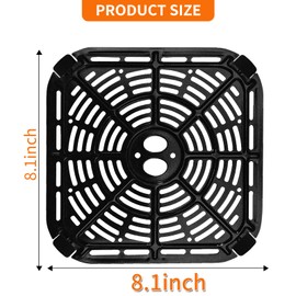 GWY Air fryer Accessories for BLACK+DECKER Purify 6QT Air Fryer, 8’’×8’’Food Grade Air Fryer Grill Pan Grill Plate Crisper Plate Replacement Parts Tray Rack