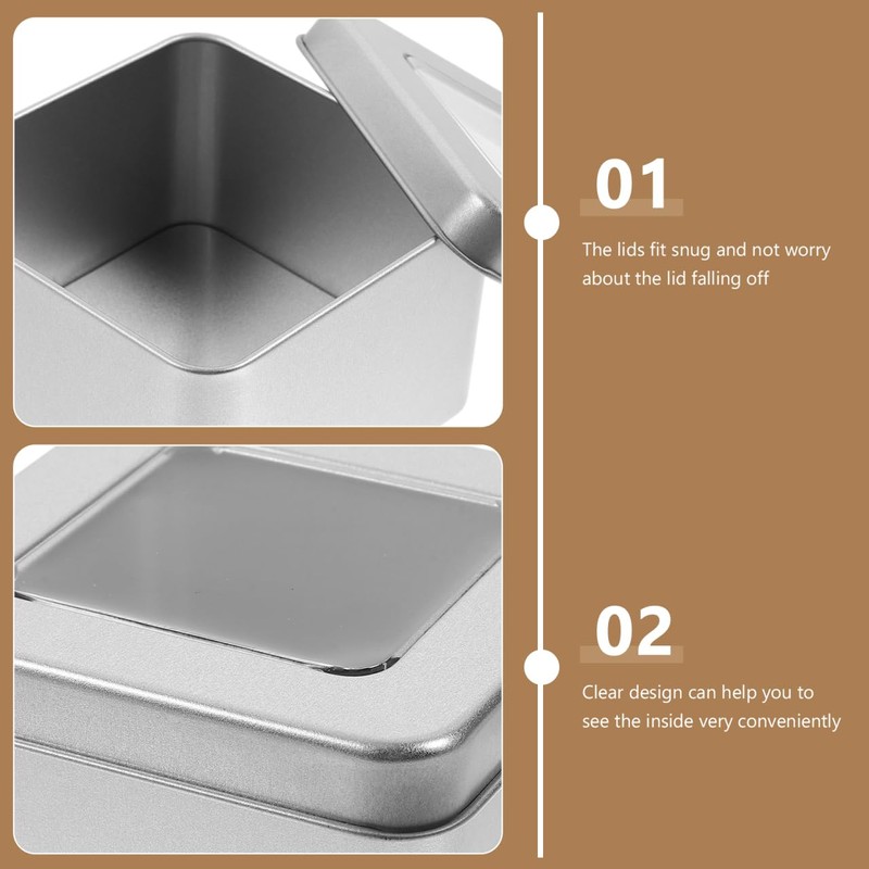 PACKOVE Small Metal Storage Box with Lid Square Silver Metal