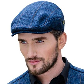 Men's Donegal Tweed Flat Cap - Traditional Style, Modern Fashion Item - Blue, Large