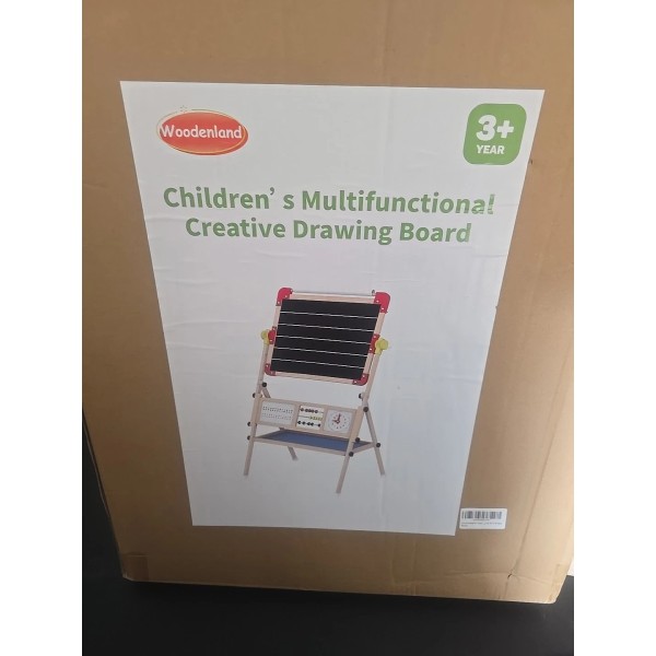 Costzon 3 in 1 Kids Art Easel, 360°Rotating Double-Sided Wood