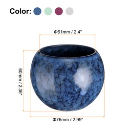 QUARKZMAN 4 Pieces Chinese Japanese Ceramic Tea Cups 150ml Handmade Gong Fu Tea Set Ceramic Glaze Modified Without Handle Small Tea Cup for Mate Tea Coffee Wine, 4 Colors