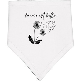 inktastic La Vie Est Belle with Dandelion Baby Bandana Bib White and Black 3adc6