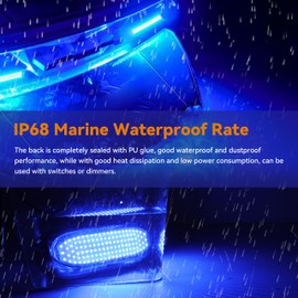 RVZONE Underwater Marine LED Boat Lights, 8.2 in 3000LM 12V 8W IP68 Waterproof Stainless Steel Boat Transom Lights Flood Lights Boat Deck Courtesy Light LED Stern Lights (Blue Light, 1 PCS)