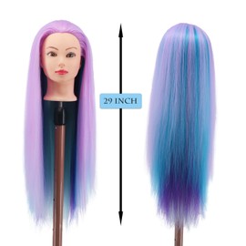Mannequin Head with Hair piaou 29'' Doll Head for Hair Styling Cosmetology Mannequin Head for Braiding Practice Styling Hairdressing Training Heads with Clamp Holder (Cherry Blossom Four Colors)