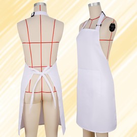 ViEinkaufen 2 Pack Apron for Women, Adjustable Chef Aprons with 2 Pockets Unisex Kitchen Cooking Apron Women Men Aprons for Home Kitchen, Baking, Gardening, Restaurant, Coffee house BBQ(White)