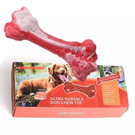 Premium Dental Dog Chew Bone Juguetes masticables para perros para masticadores agresivos con forma de hueso - Medium Red Bone