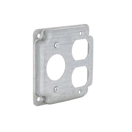 4 in. Square Cover, Exposed Work, Duplex/1.406 in. Dia. Receptacle