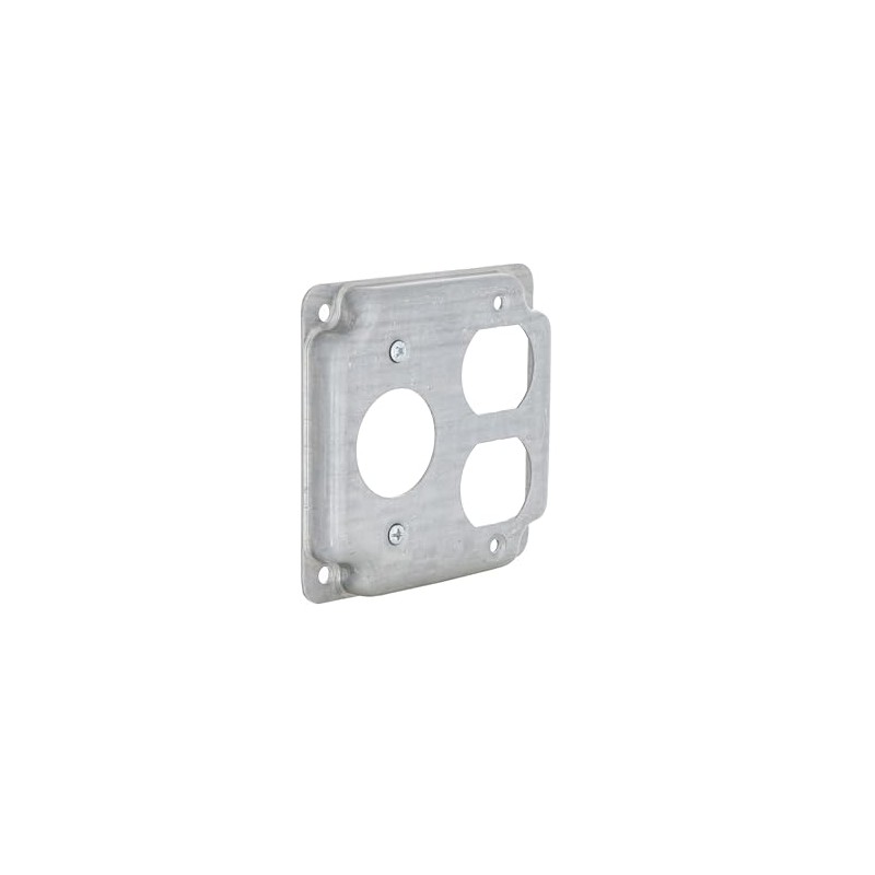 4 in. Square Cover, Exposed Work, Duplex/1.406 in. Dia. Receptacle