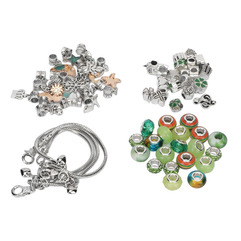 Charm Bracelet Making Kit Basic Bracelets Colored Beads Pendants Jewelry