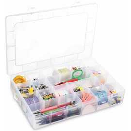 Gadgetking 3 pack Storage Organiser Box for Screws Nails Nuts Craft Carry Case Tool Box Clear Transparent Clear Kit Adjustable Cell Compartment Dividers Container Section Washer Small