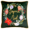 furn. Deck The Halls Joyeux Noel Cushion Cover,Pine Green,43 x
