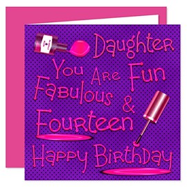 Daughter 14th Happy Birthday Card - Naughty Nails Design - 14 Today