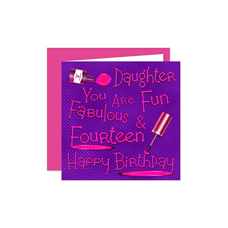 Daughter 14th Happy Birthday Card - Naughty Nails Design -
