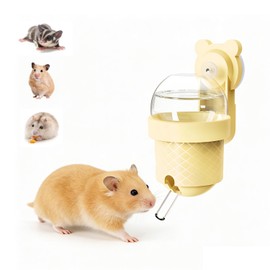 No Drip Hamster Water Bottle with Strong Suction Cup – 3.7oz Leak Proof Small Animal Water Bottle for Glass Tank & Acrylic Cage, Ideal for for Hamster, Sugar Glider, Guinea Pig Gerbil, Rat(Yellow)