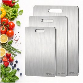 3PCS Tablas para Picar Cocina, Tabla de Cortar de Acero Inoxidable Portable