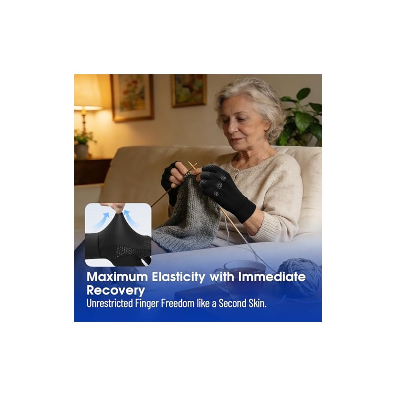 Copper Arthritis Compression Gloves Joint Support (XL, 1 Pair)