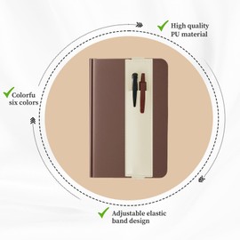 6 Pcs Elastic Adjustable Double Pen Holder for Notebook,Leather Pen Pouch Holder for Notebook,Sleeve Pouch Detachable Journal Pen Holder Book Strap for Planners Binders and Books Rigid Tablet Covers