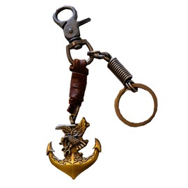 [バズ セレクション] キーリング キーホルダー 錨デザイン シンプル レザーアクセサリー メンズ レディース AC193(コーヒー)