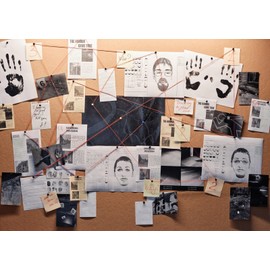 Loccor 5x3ft Fabric Detective Backdrop Police Office Evidence Investigation Board with Crime Scene Pictures Evidence Photography Background Top Secret Mission Mystery Party Decorations Photo Props