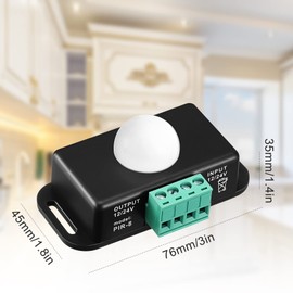 6 Pack 12V 24V PIR Sensor LED Motion Sensor Motion Detector Light Switch Body Infrared Sensing Timer Function Sign Control PIR Controllerfor Flexible LED Strip Lights(Black)