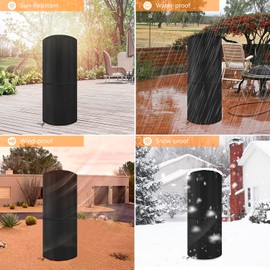 Dokon Patio Heater Cover Waterproof Gas Garden Heater Covers Heavy Duty 600D Oxford Fabric Windproof Anti-UV Outdoor Boxing Bag Cover, Punch Bag Cover, Round (50x50x120cm) - Black