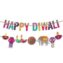 Happy Diwali Banner, Happy Diwali Decoration Hanging Swirls, Diwali Decorations, Diyas for Diwali Decorations Items, Diwali Backdrop Decoration Supplies