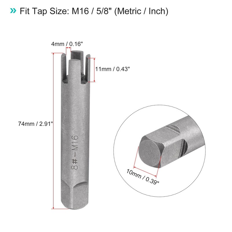 uxcell Tap Extractors M16 / 5/8" (Metric/Inch), 4 Flutes Broken