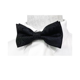 HISUNBEN Men's Solid Color Pre-tied Bow Tie Adjustable Tuxedo Two Layer Bow Tie with Gift Box-Black