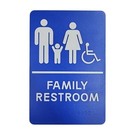 USA Made - Men's and Women's Restroom Signs ADA-Compliant Bathroom Door Signs for Offices, Businesses, and Restaurants, Black, Blue, Grey and Taupe/Tan Colors (Blue Family)