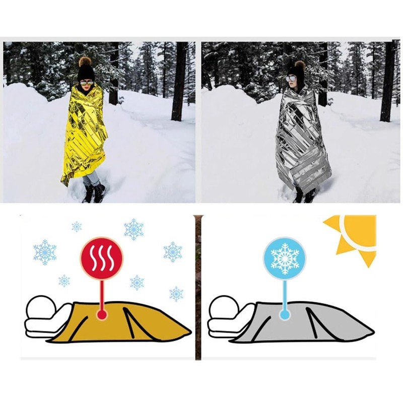Natiform Emergency Blanket 160*210cm Gold Silver 4-piece Set Aluminum Survival