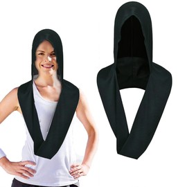 Dolemay Cooling Hoodie Towel,Soft Comfortable Fast Drying Hoodie Towel Multifunctional Sun Protections Neck Wrap Scarf & Head Towel Outdoor Sunscreen Cooling Towel for Cycling Gym Yoga Camping-Black