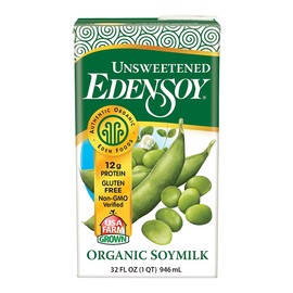 Edensoy Unsweetened Eden Organic Soymilk, Non-GMO, USA Whole Soy (Soya) Milk, Non-Dairy, Vegan, Plain, Shelf Stable, 32 oz