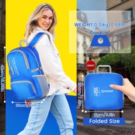 ZOMAKE Mochila de Viaje Liviana 35L, Mochila Plegable de Mochila Plegable y Resistente al Agua para Mujeres Hombres Azul oscuro