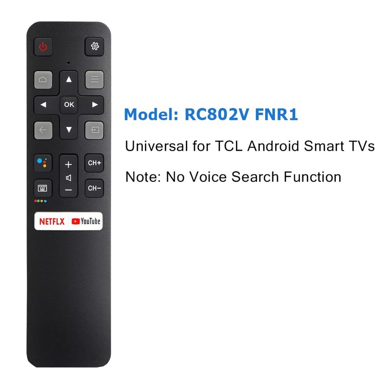 Remote Control (RC802V FNR1) Replacement for All TCL TV, Compatible