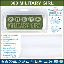 Premium Packable Travel-Size Eco-Friendly Coreless Biodegradable Toilet Paper Rolls | Convenient Plastic Dispenser | Hunting, Camo & Military (3-Pack) (300 Military Girl (Camo Icons))