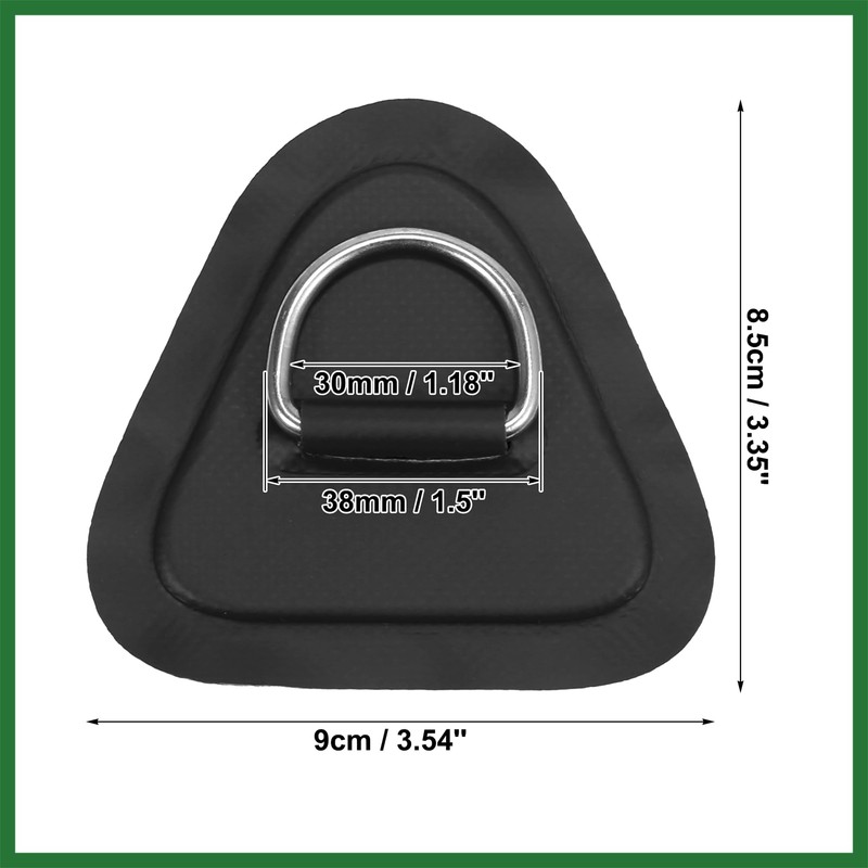 Motoforti 4pcs D Ring Patch PVC Stainless Steel Triangle Shape