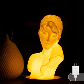 Sappho Bust Lamp, Girl Night Light Greek Statue with Small Table Lamps, Bedside Lamp for Nightstand of Ancient Love Poet Cute Lampara 3D for White Home Decor, Aesthetic Lamp (Sappho-Soft White Lamp)