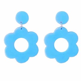 Horseshoe Acrylic Dangle Earrings Statement Acetic Acid Beach Earrings for Women (F:Blue)