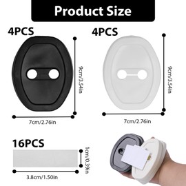 8 Pack Car Door Latch Cover, Black & White Silicone Door Latch Guard - Universal Car Door Protector, Anti-Rust, Noise Reduction, Self-Adhesive Accessories for Most Vehicles