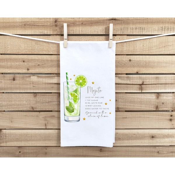 Mojito Recipe Kitchen Towel with Hanging Loop - 100% Cotton