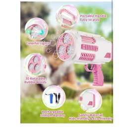 Unbranded Upgraded Bubble Machine Gun – Auto Blower 8000+ Bubbles/Min, Pink, Indoor/Outdoo