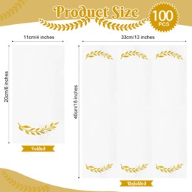 Fullhawl 100 Pcs Eucalyptus Disposable Napkins Eucalyptus Leaf Guest Napkins Hand Towels Decorative Dinner Luncheon Cocktail Paper for Bathroom Wedding Baby Shower Supplies Decor(Golden)