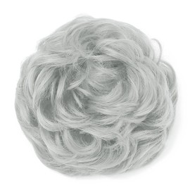 Messy Bun Hair Pieces For Women Hair Bun Extension Updo Curly Messy Bun Scrunchie Sliver Grey