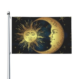 Outdoor Flags Golden Sun and Moon Flags Garden flag Double Sided Yard Flags 3x5FT Spring Summer Holiday Garden Decor for Outside, Lawn, Porch, Balcony.