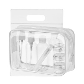 MOCOCITO Toiletry Bag Women & Men Clear Toiletry Bag Travel Bottles for Toiletries 100ml Travel Bottles Toiletry Bag Set with 8 Bottles(max.3.4oz/100ml) Approved by EU & UK Hand Luggage Rules-White